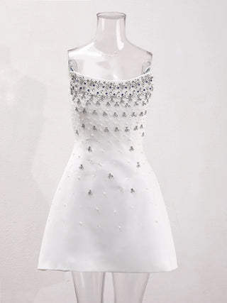 Marie | White Minimalistic Dress Mini - Cielie