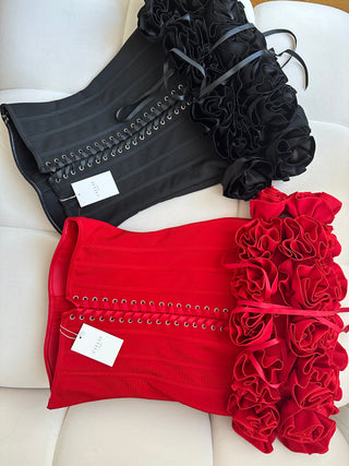 Rose | Mini Corset Dress Red Roses - Cielie