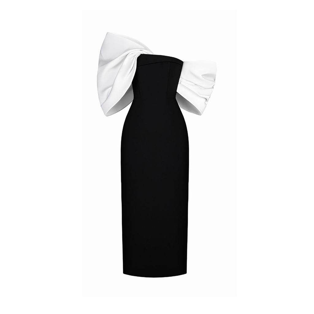 Women's Black White Dress | BELLA | Bow Dress | CIÉLIE