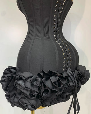Black Dress 3D Floral Dress Rose Skirt