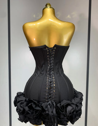 Flower 3D Skirt Dress Black Mini