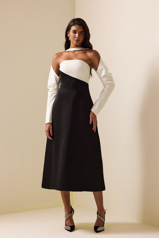 black white midi dress elegant modest ramadan - cielie vienna
