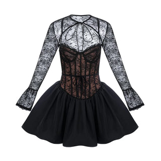 Mini Black Dress Lace Corset