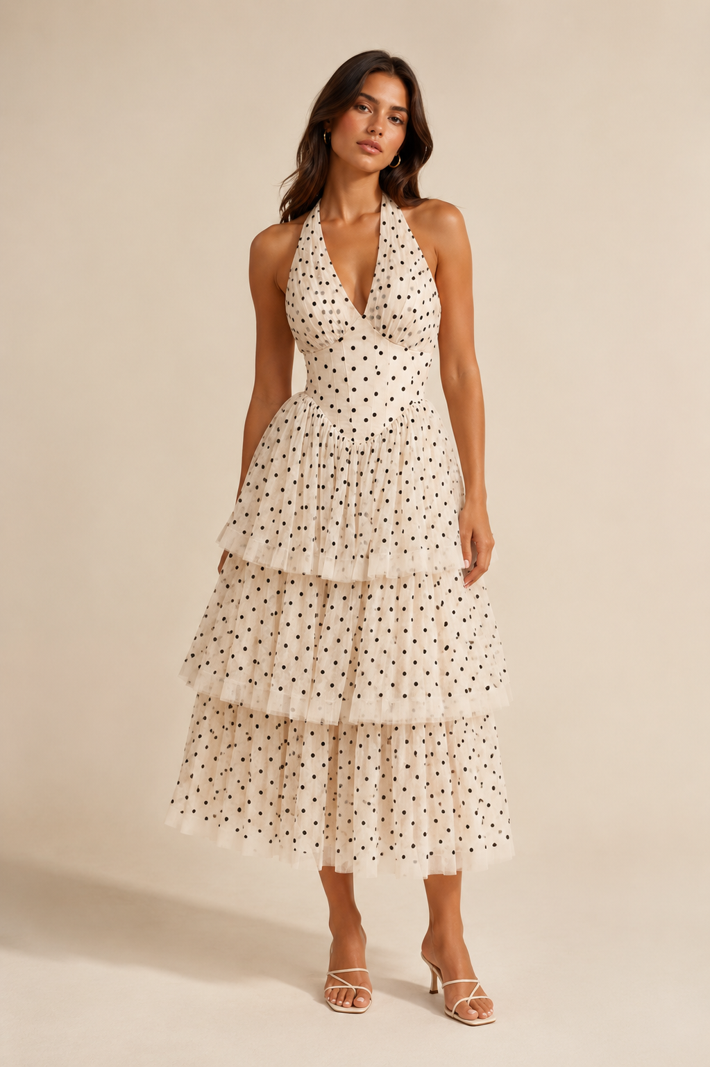 DIANNA | Polkadot Midi Ruffled Dress