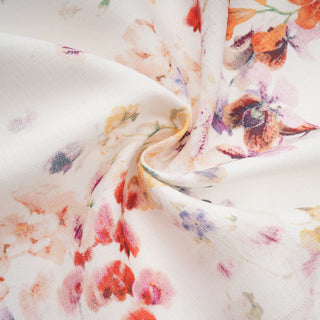 Floral Mini Dress White Pink Longsleeve Linen - Cielie Vienna Fashion Brand Shopping