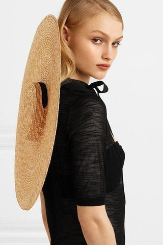 wide brim straw hat with bands, Strohhut Sommer mit Bänder, Big Strawhat, Strohhut groß Sommer - Cielie Vienna