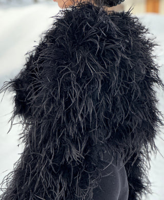 KELLY | Feather Jacket - Cielie KELLY | Feather Jacket - Cielie Ostrich feather Jacket black, black feather coat, feather coat, federjacke schwarz, Federjacke, Straußenfeder Jacke