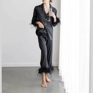 LAYLA |  Silk Pyjama Set feather - Cielie