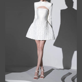 White dress civil wedding with cape - Cielie
