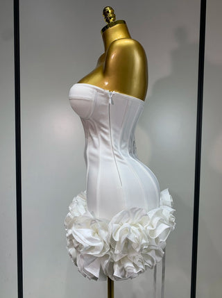Mini Flower Skirt Dress White Bridal Afterparty Dress Bride Wedding Party