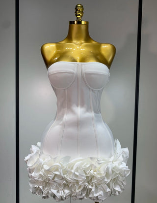White Dress Bridal Shower Party Floral Skirt