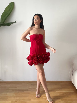 Red mini dress floral