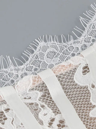 Irina | Lace Corset Mini Dress White - Cielie