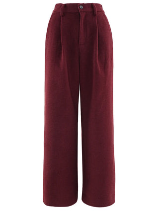 Burgundy Blazer Jacket Wool Belt Pants