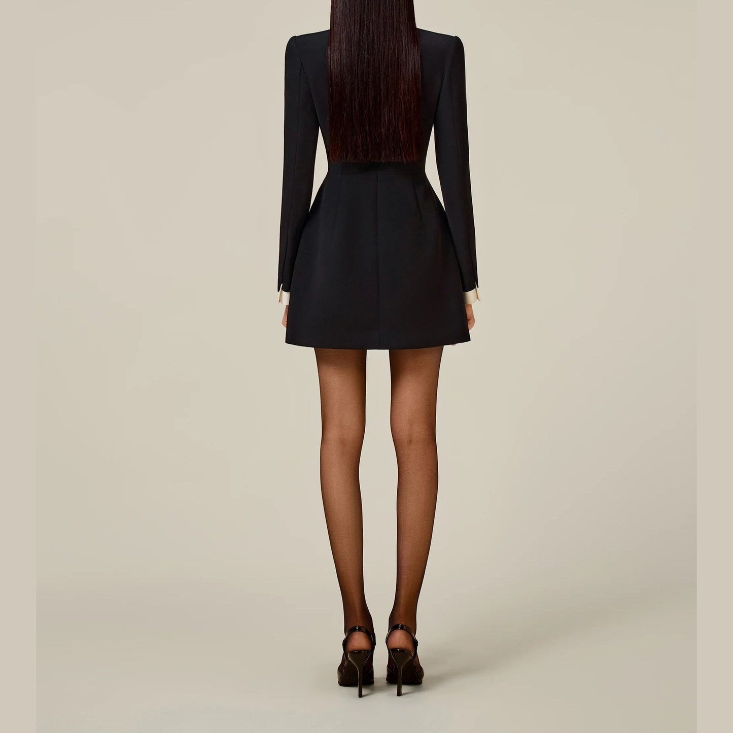 SHANON | Mini Long- Sleeve Black Dress - Cielie