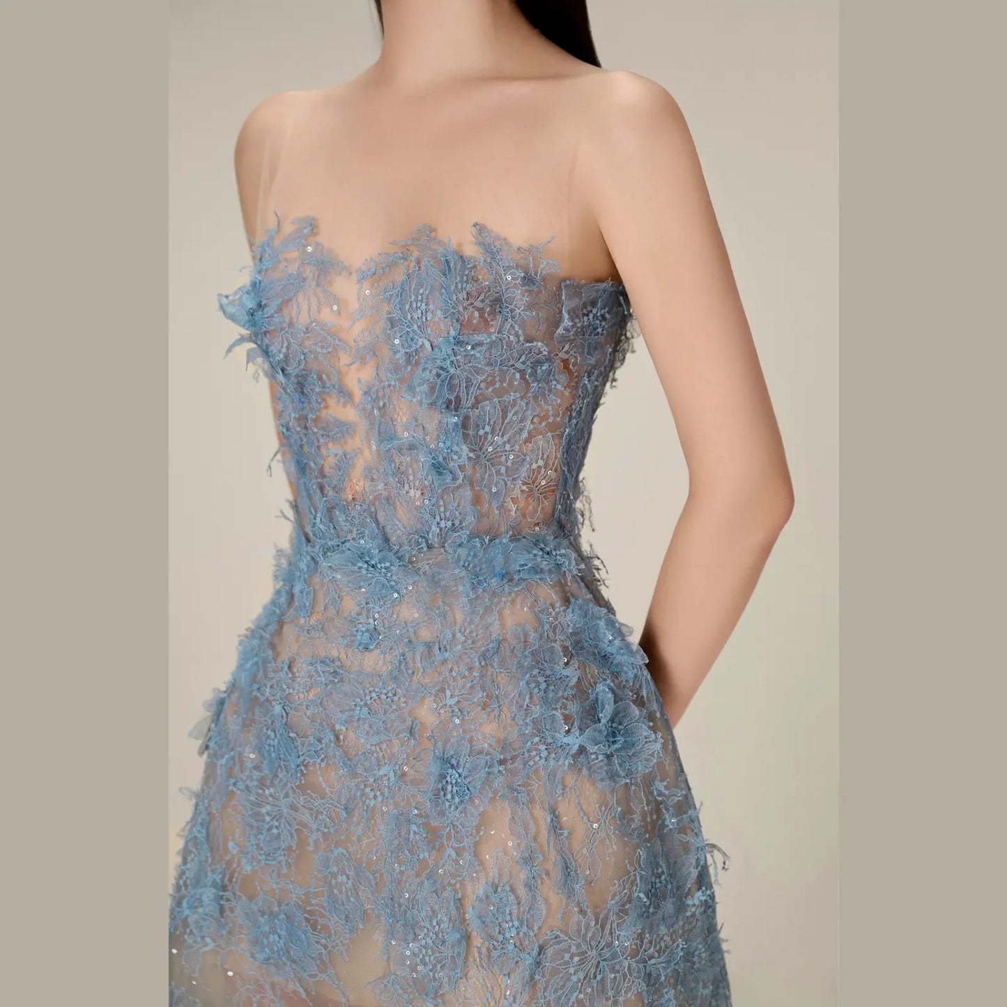 SHERLY | Lace Midi Dress Blue floral - Cielie Vienna 