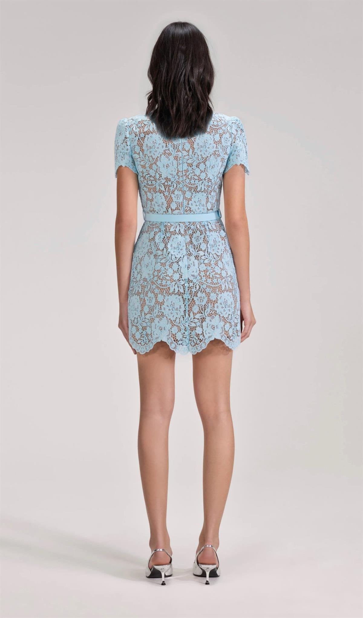 Blue lace dress mini - Cielie
