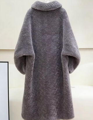 Teddy Wool Coat Maxi grey Sheep Skin - Cielie Vienna Designer