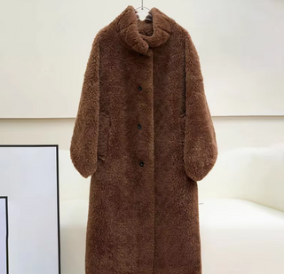 Teddy Wool Coat Maxi Brown Sheep Skin - Cielie Vienna Designer