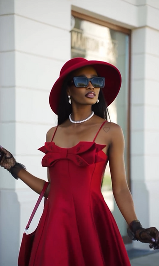 Amelie | Red Midi Bow Dress - Cielie