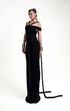 Elonia | white braided rope-detail midi dress - Cielie