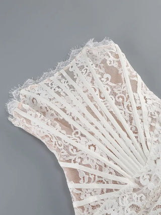 Irina | Lace Corset Mini Dress White - Cielie