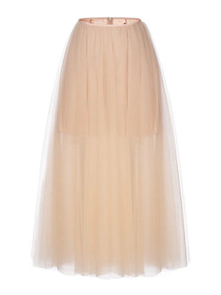 Beige Tulle Midi Skirt Nude Beige Cream Ivory Elegant