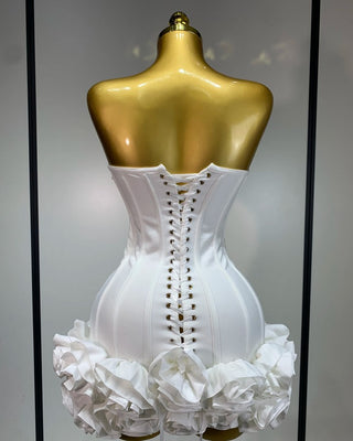 Mini Dress Strapless Floral Skirt 3D