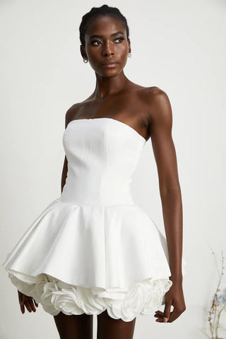 ana radu similar floral applique strapless mini dress 3d floral skirt white bachelorette dress party woman, mini kleid weiß Floral 3D Rock - Cielie Vienna