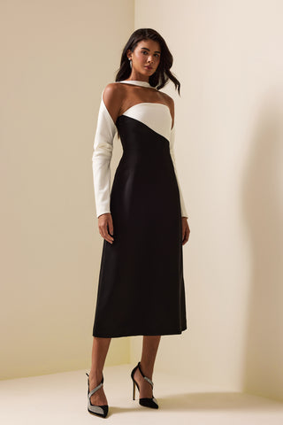 black white midi dress elegant modest ramadan - cielie vienna