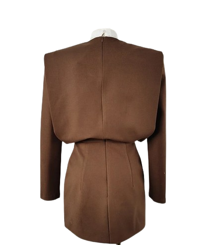Long Sleeve Mini Dress Long Sleeve Mini Dress Business brown bow - Cielie