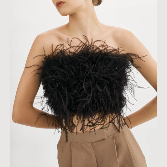 FILLY | Feather Crop Top Bustier - Cielie
