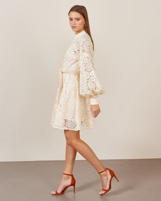 mini lace dress beige nude, long sleeve, latern sleeve summer dress, lace summer dress, bridal shower dress, wedding guest dress, beige lace dress, summer dress, sommerkleid, spitzenkleid mini, cielie vienna