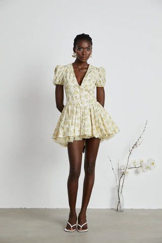 X  'Imani'  Buttercup Vintage Floral Print Pleated Cotton Mini Dress Houseofcb dupe similar brand - mini tulled skirt corset vintage floral dress cottage - Cielie Vienna