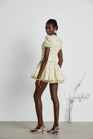 X  'Imani'  Buttercup Vintage Floral Print Pleated Cotton Mini Dress Houseofcb dupe similar brand - mini tulled skirt corset vintage floral dress cottage - Cielie Vienna