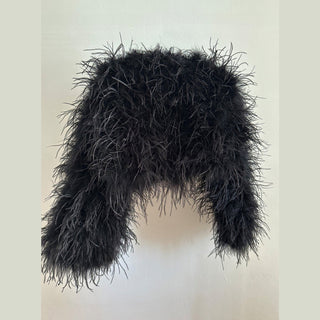KELLY | Feather Jacket - CIÉLIE KELLY | Feather Jacket - Cielie Ostrich feather Jacket black, black feather coat, feather coat, federjacke schwarz, Federjacke, Straußenfeder Jacke