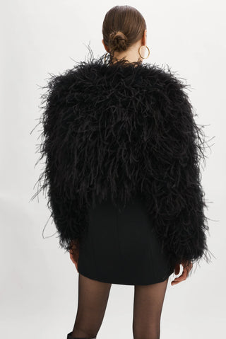 Black Feather Jacket Coat Ostrich - Cielie Vienna Rental
