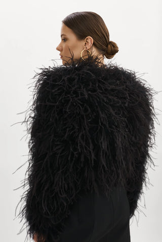 Black Feather Jacket Coat Ostrich - Cielie Vienna Rental