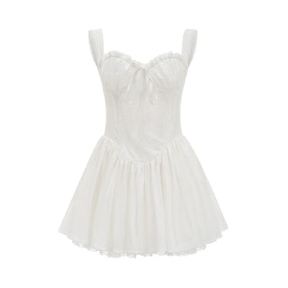 White Corset Mini Dress Lace Bustier - Cielie Vienna