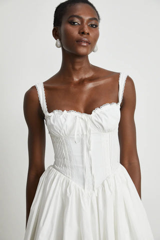 White Corset Mini Dress Lace Bustier - Cielie Vienna