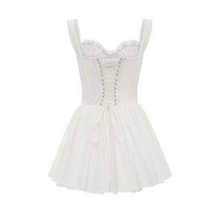 White Corset Mini Dress Lace Bustier - Cielie Vienna