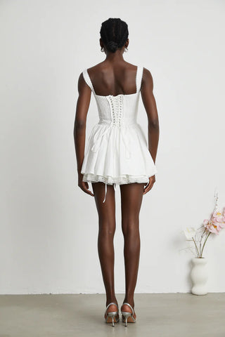 White Corset Mini Dress Lace Bustier - Cielie Vienna
