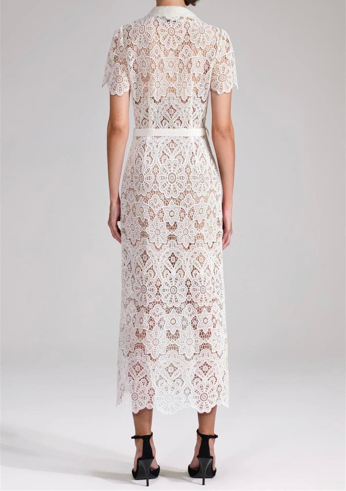 Guipure dress white lace - Cielie 