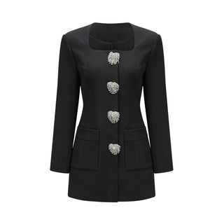 Blazer Dress Elegant Old Money Style Dress Black Longaleeve, Blazerkleid Schwarz - Cielie Vienna