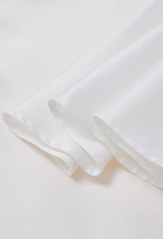 Minimalistic flared white midi A line Flared dress with square neckline available in various colors, perfect for elegant events or cocktail dress rental in Vienna. Bridal dress elegant minimal