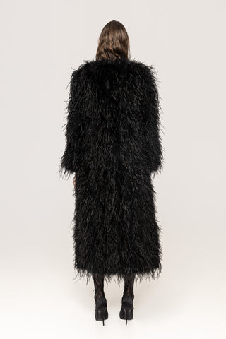 Maxi Ostrich Feather Coat black white - Cielie Vienna Rental Gown