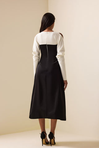 black white midi dress elegant modest ramadan - cielie vienna