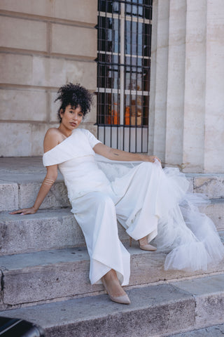 SEZAN | White Two Piece Pant Suit - Cielie