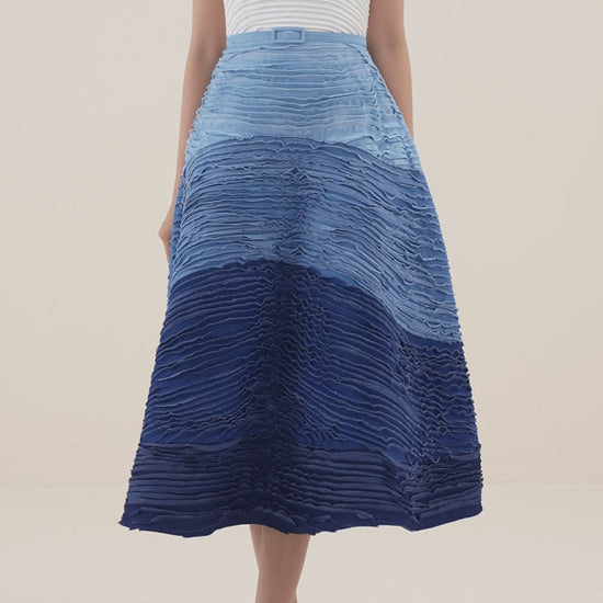 Women's Denim Midi Dress Jeand A line blue - Cielie