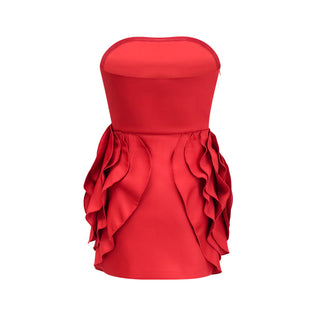 Red mini strapless dress with Red Roses Floral Mini Valentino Style similar cocktaildress Red - Cielie Vienna